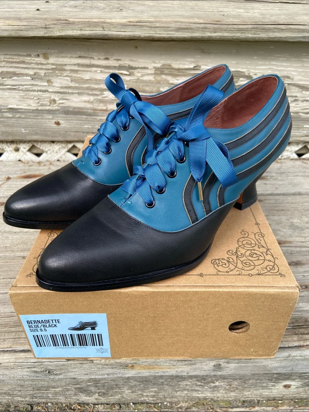 American Duchess Bernadette Blue/Black Edwardian Oxford Shoe Women's Size 9.5 - Picture 13 of 14